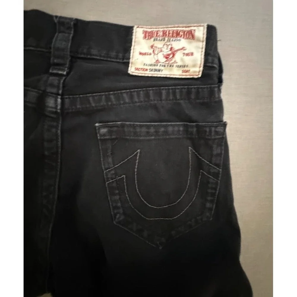 True Religion‎ Jeans Mens 32 Black Denim Skinny No Flap 32x32.